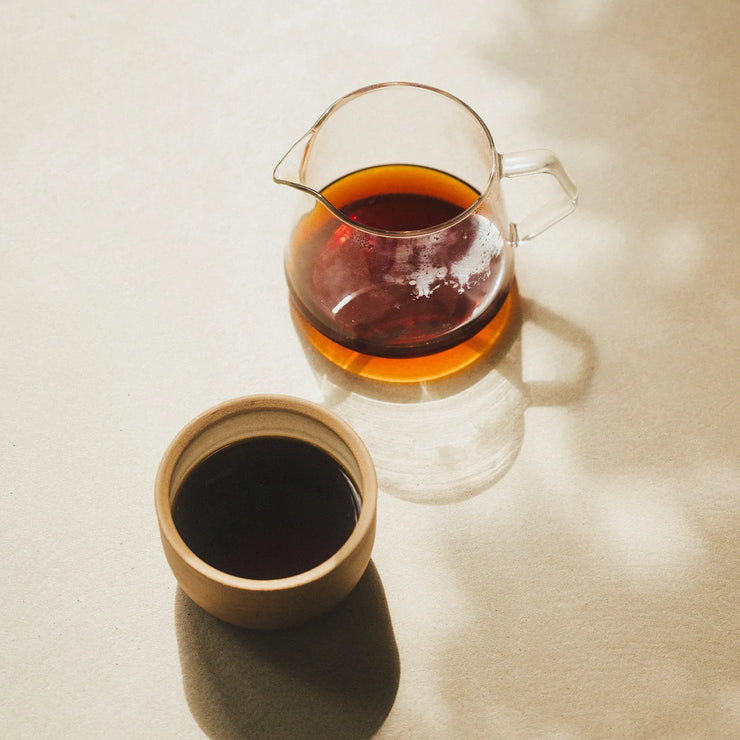 Filter coffee next to glass coffee server